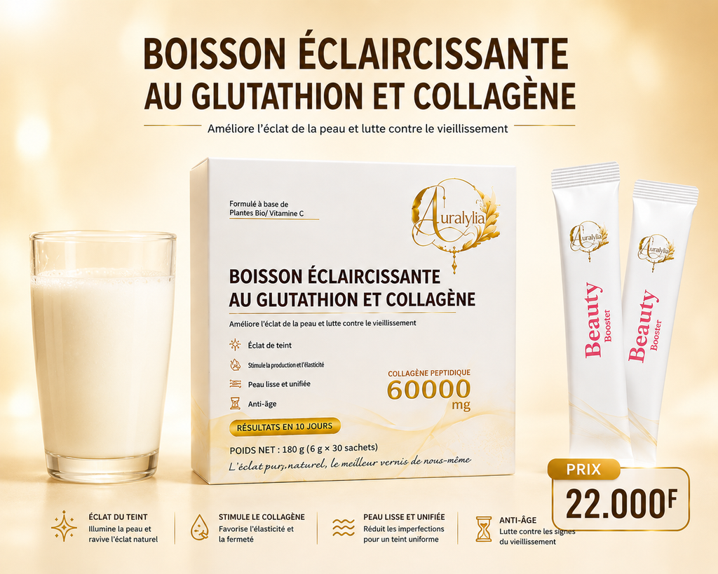 Boisson éclaircissante collagène peptidique et glutathion