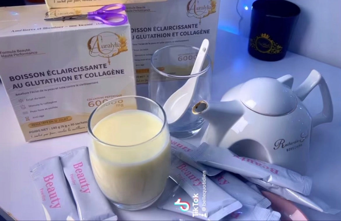 Boisson éclaircissante collagène peptidique et glutathion
