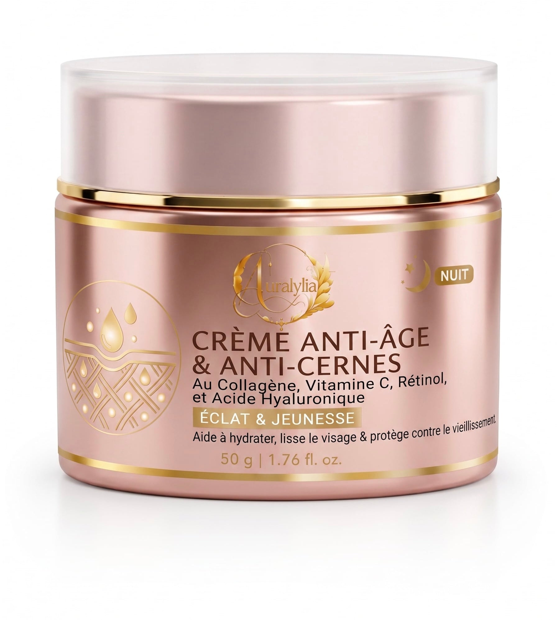 Crème Anti-Âge & Anti-Cernes Aura Lylia – Éclat & Jeunesse (50 g)