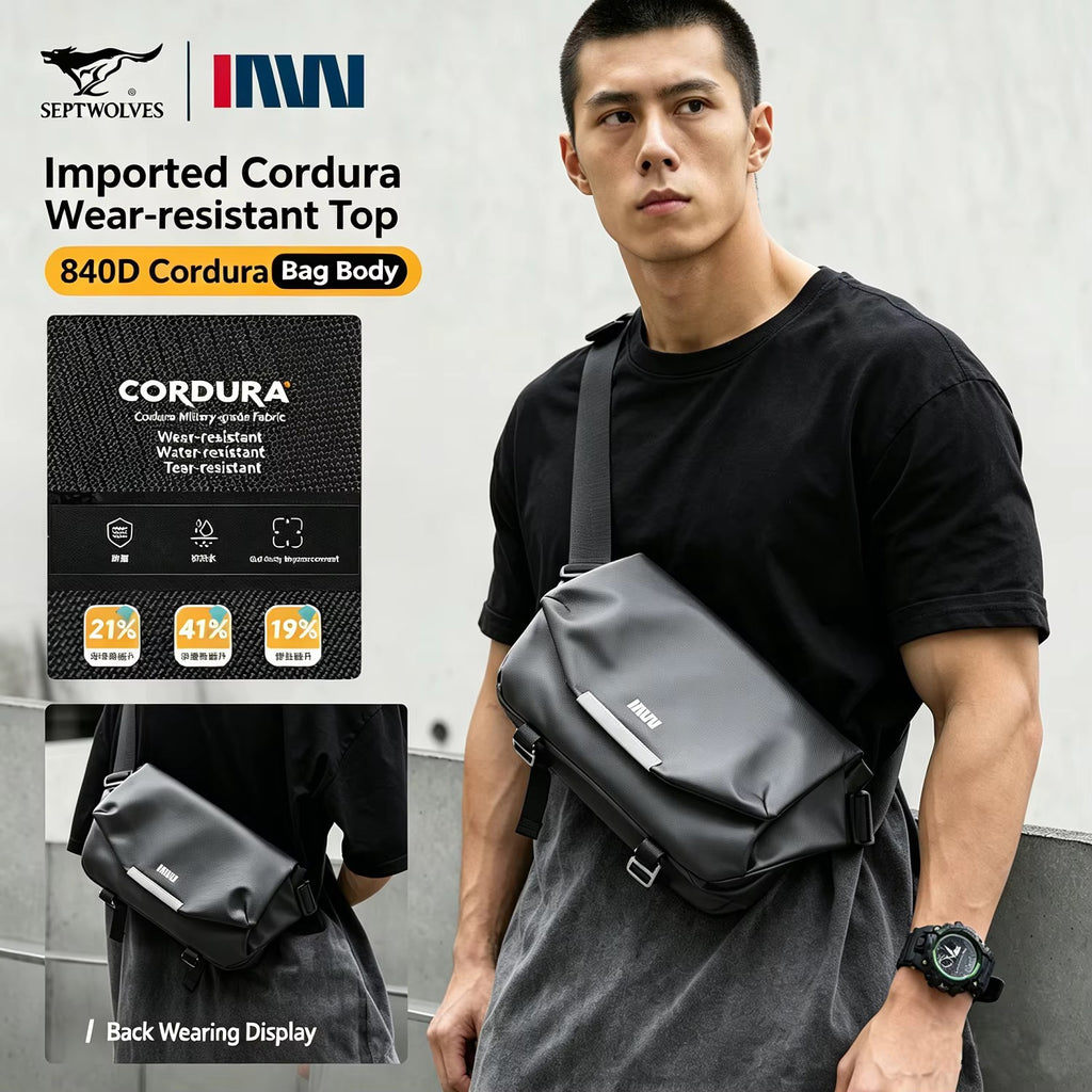 Sac bandoulière en Cordura 840D – Noir 🖤
