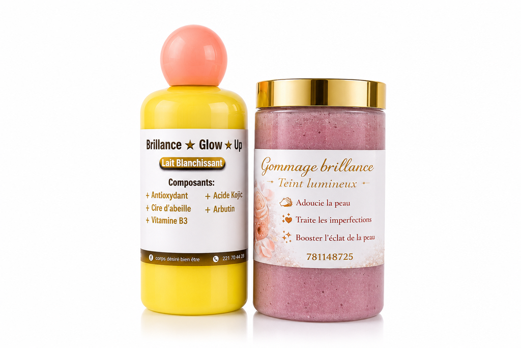Duo Éclaircissant – Lait Éclaircissant & Gommage Brillance