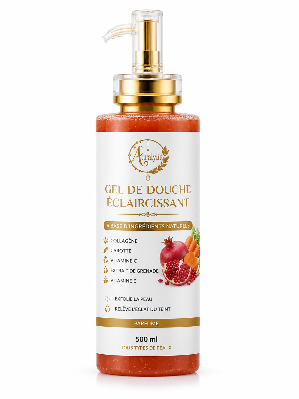 Gel de Douche Éclaircissant Aura Lylia-collagène grenade