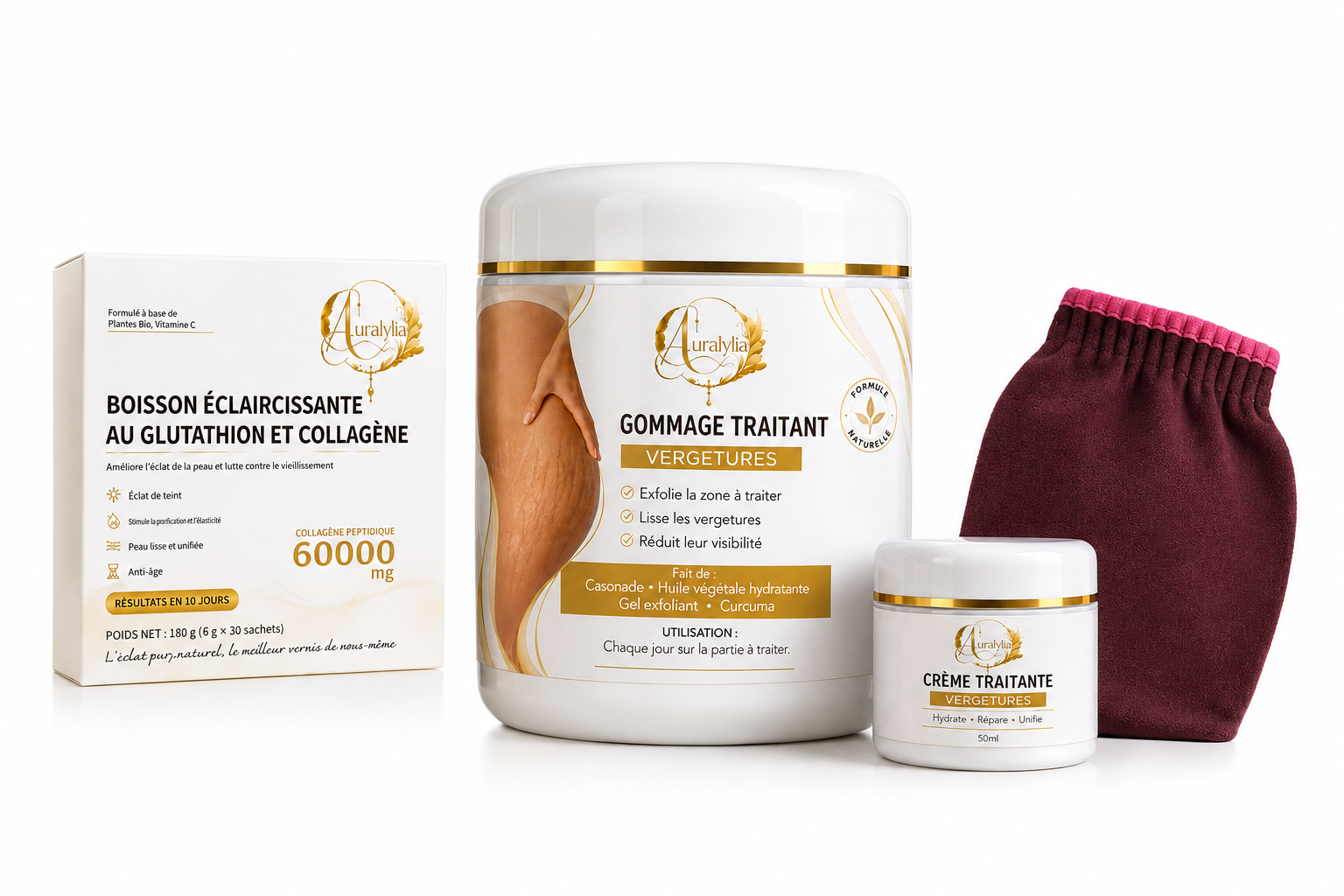 Kit Vergetures AuraLylia — Une routine complète pour prendre soin des zones marquées