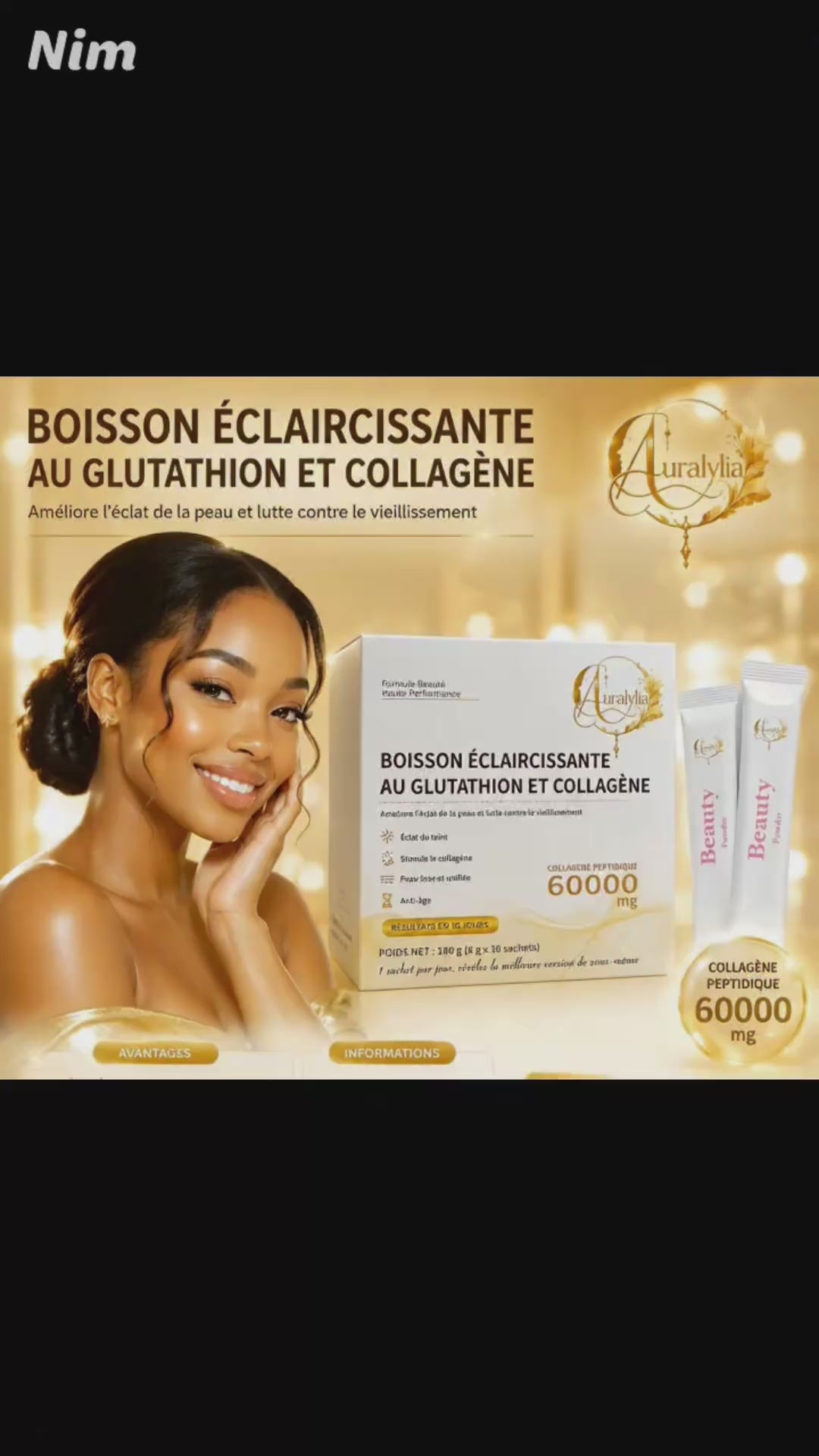 Poudre de beauté éclaircissante collagène glutathion